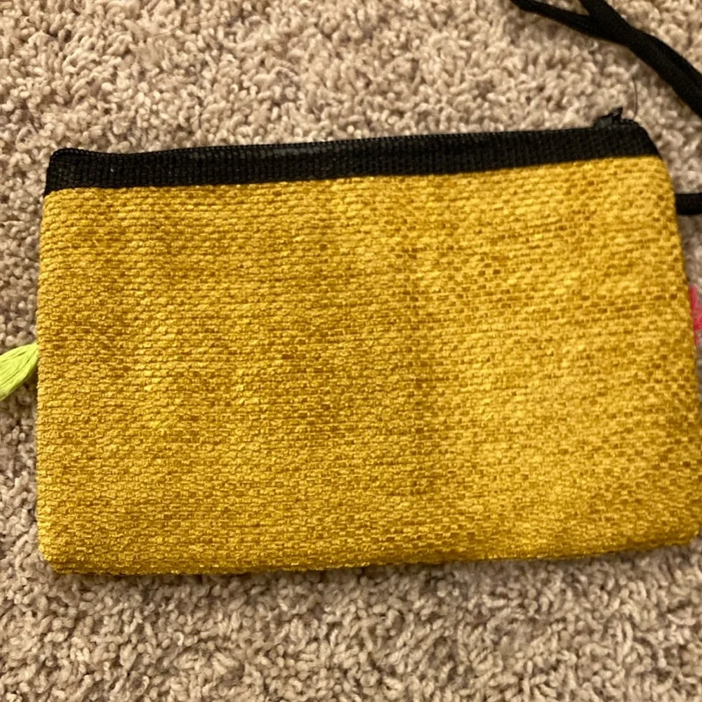 Yellow Woven Tassel Wristlet Clutch